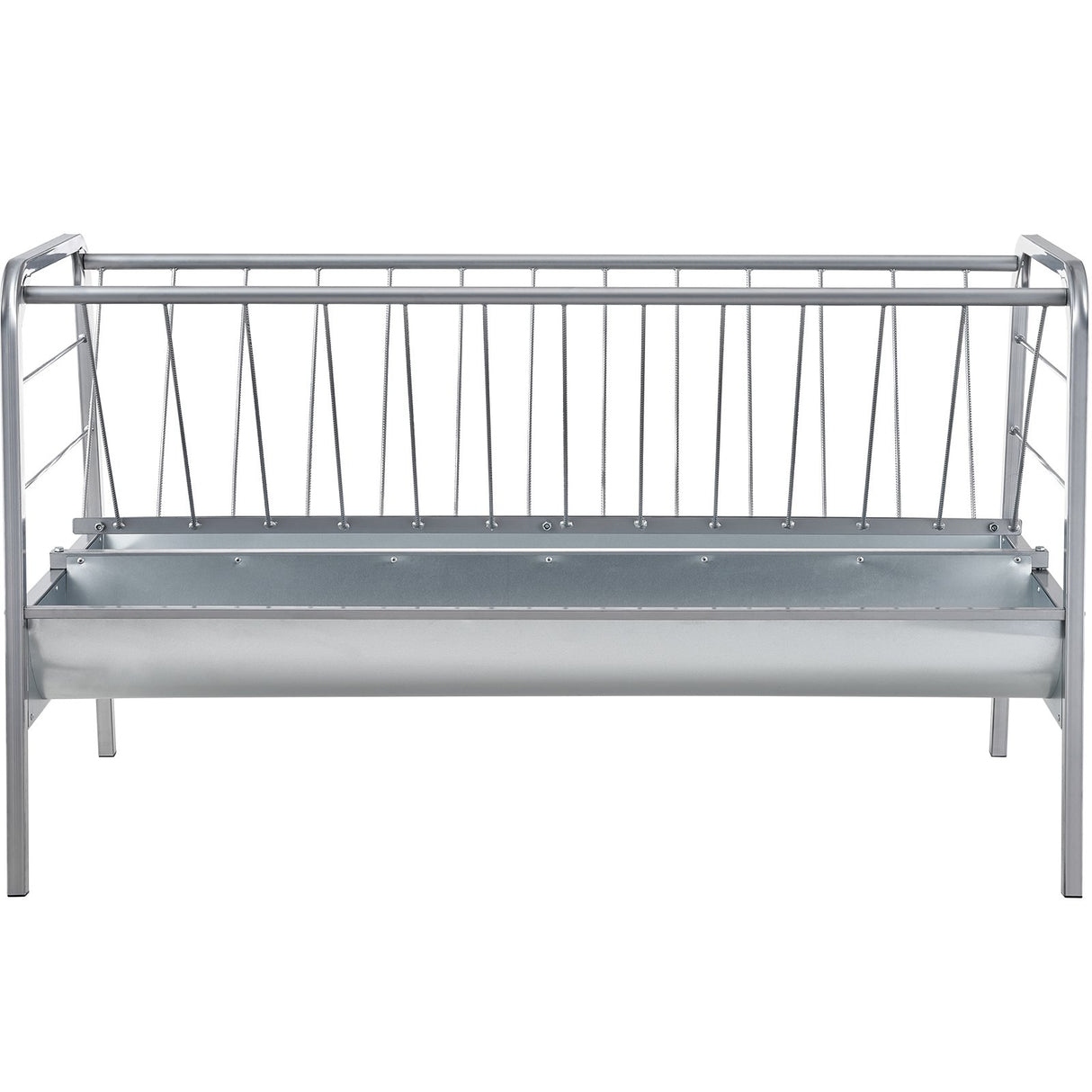 Livestock Hay Feeder, 2 in 1 Grain & Hay Feeder, 80-Gallon Capacity Pasture Feeder, 59" Long Goat Hay Feeder with Deeper Feeding Pan, Heavy Duty Steel Grain & Hay Holder for Sheep Farms Sheds