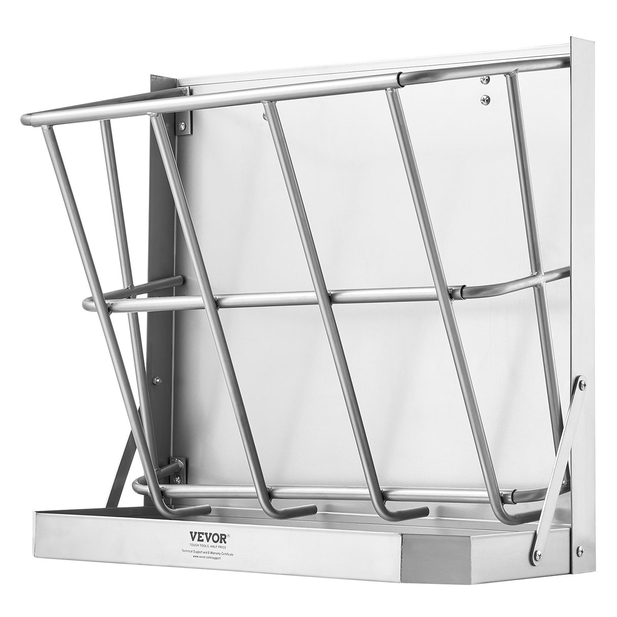 Goat Hay Feeder, 21 Gallons Large Capacity, 2 in 1 Hay and Grain Feeder, Wall Mounted Livestock Feeder with Feed Tray, Multiple Sided Goat Hay Rack, Sturdy Steel Hay Rack for Sheep Horses