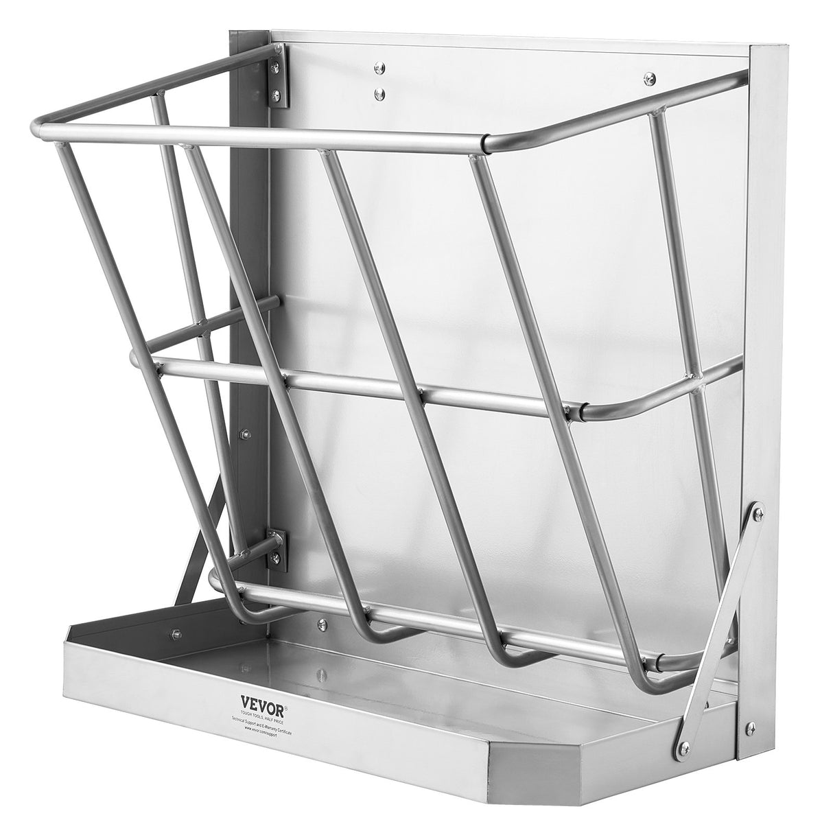 VEVOR Goat Hay Feeder, 21 Gallons Large Capacity, 2 in 1 Hay and Grain Feeder, Wall Mounted Livestock Feeder with Feed Tray, Multiple Sided Goat Hay Rack, Sturdy Steel Hay Rack for Sheep Horses