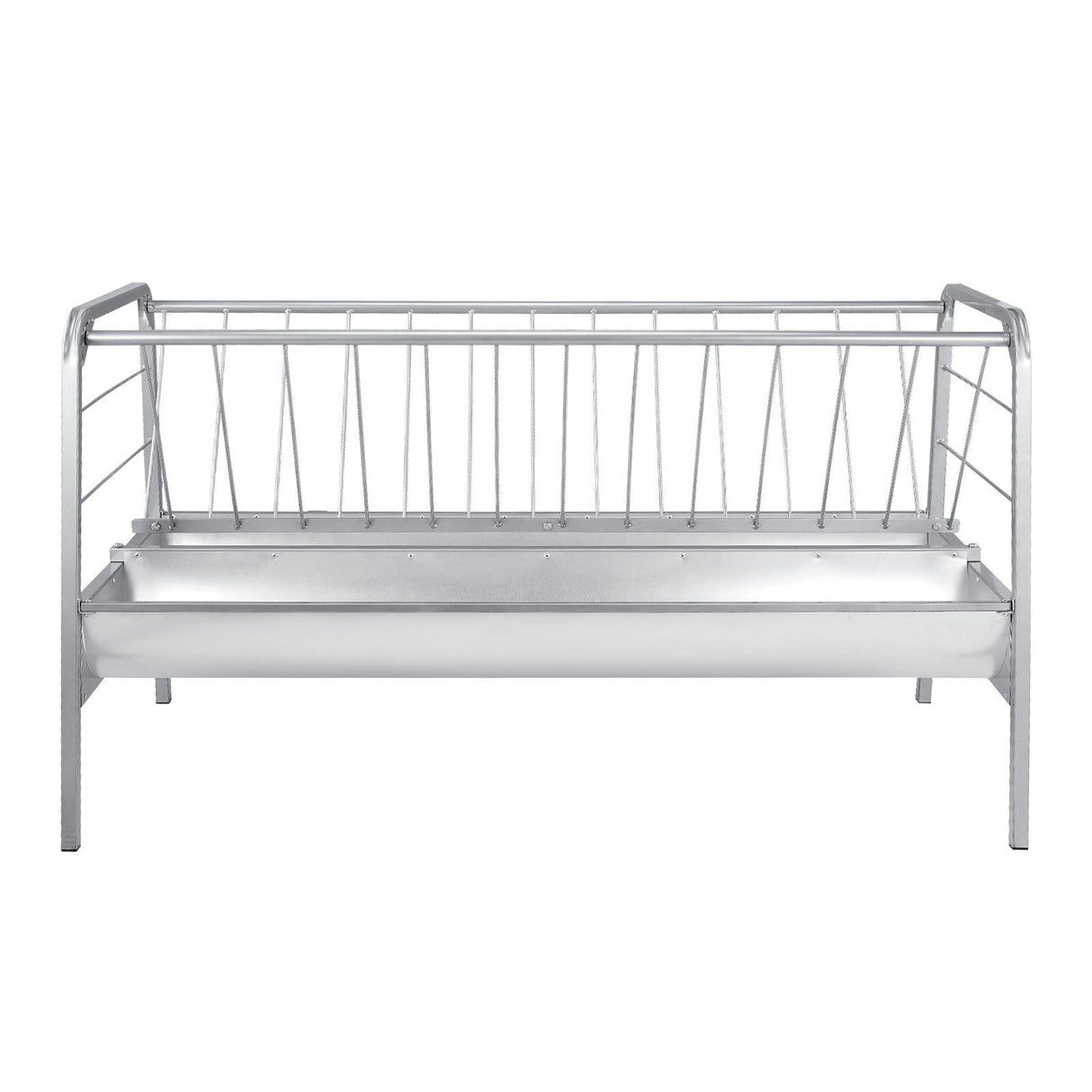 Livestock Hay Feeder, 2 in 1 Grain & Hay Feeder, 300L Capacity, 147 cm Long Goat Pasture Feeding with Deeper Feeding Pan, Heavy Duty Steel Grain Holder for Sheep Sheds, Farms, Horse Barns, Yards