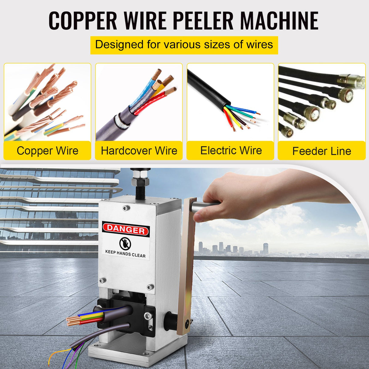 VEVOR Wire Stripping Tool 0.06-0.98 Inch Cable Wire Stripping 1 Cutting Blade Wire for cutting and Stripping Scrap Copper Wire