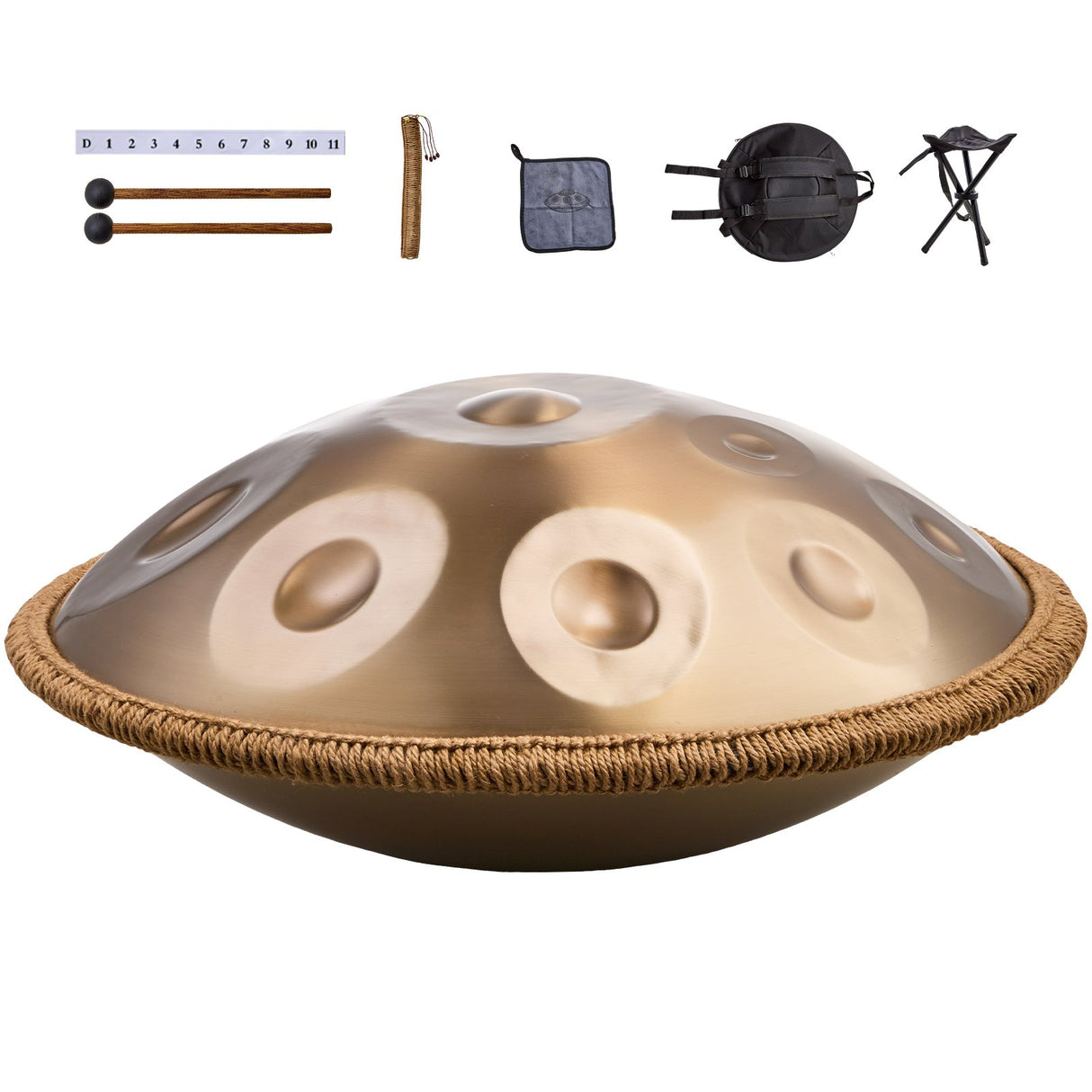 VEVOR Handpan Drum 22 in 12 Notes D Minor Hand Drum Instrument with Mallet