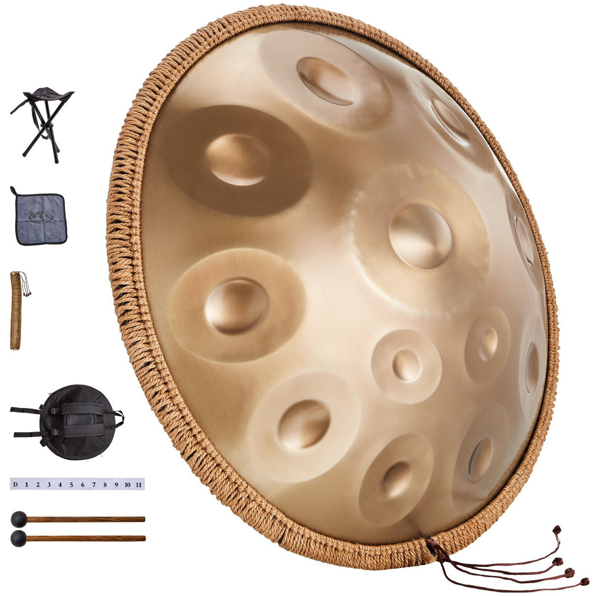 VEVOR Handpan Drum 22 in 12 Notes D Minor Hand Drum Instrument with Mallet