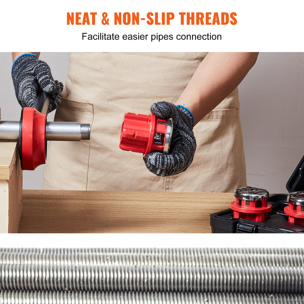 VEVOR Ratchet Pipe Threader Kit, 1/2" NPT, 3/4" NPT, 1" NPT Manual Ratcheting Pipe Threader, Portable Pipe Threading Tool Set with 3PCS NPT Dies,