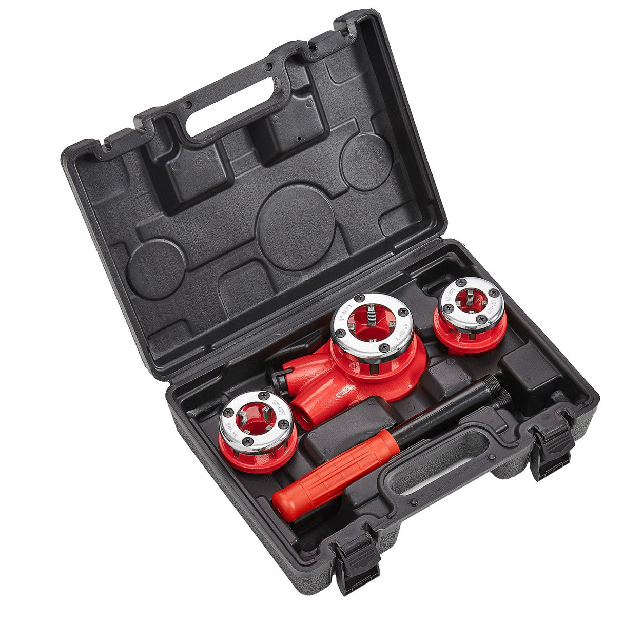 VEVOR Ratchet Pipe Threader Kit, 1/2" NPT, 3/4" NPT, 1" NPT Manual Ratcheting Pipe Threader, Portable Pipe Threading Tool Set with 3PCS NPT Dies,