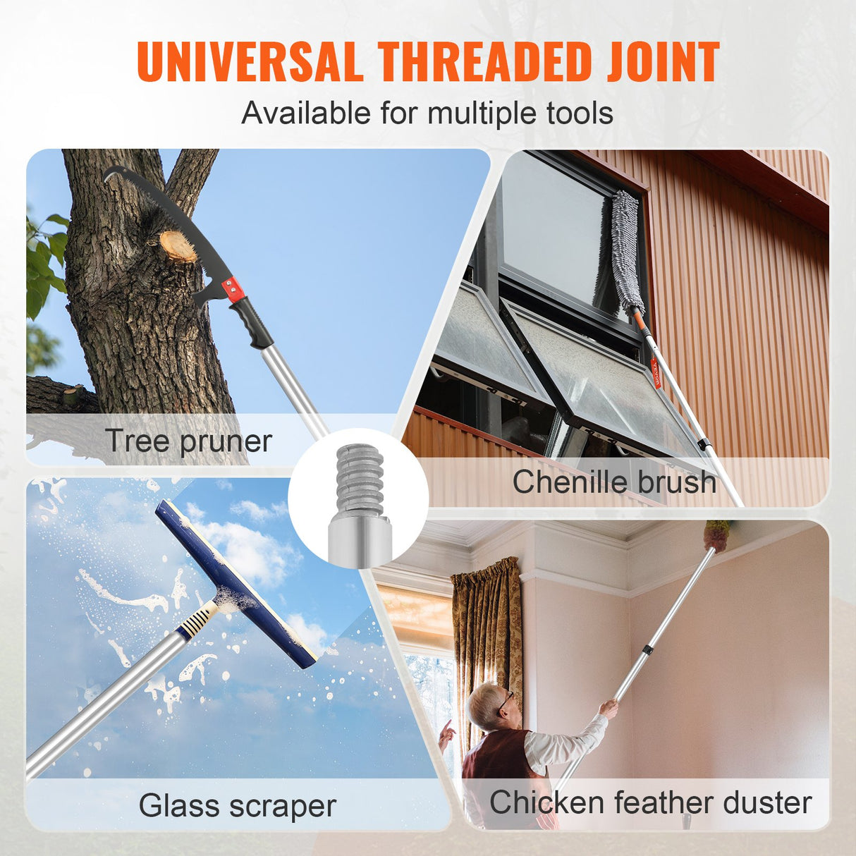 VEVOR Manual Pole Saw Extendable Tree Pruner 1.5 m-6.1 m Aluminum Alloy Pole