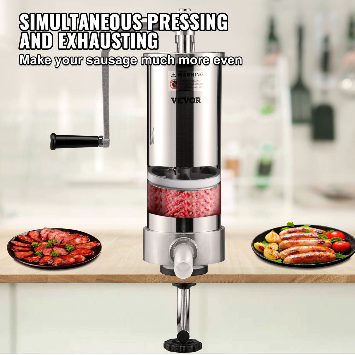 VEVOR Sausage Stuffer 5LBS/3L Capacity Homemade Sausage Maker Stainless Steel