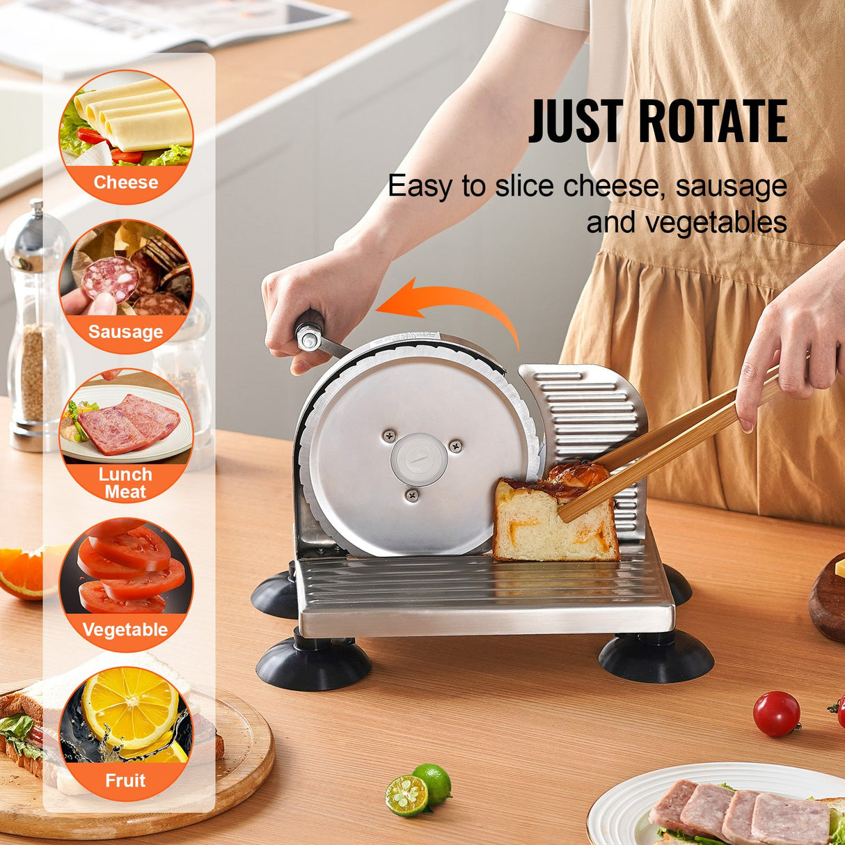 VEVOR Manual Bread Slicer 0-6" Cheeser Butter Cutting for Kitchen Restaurant