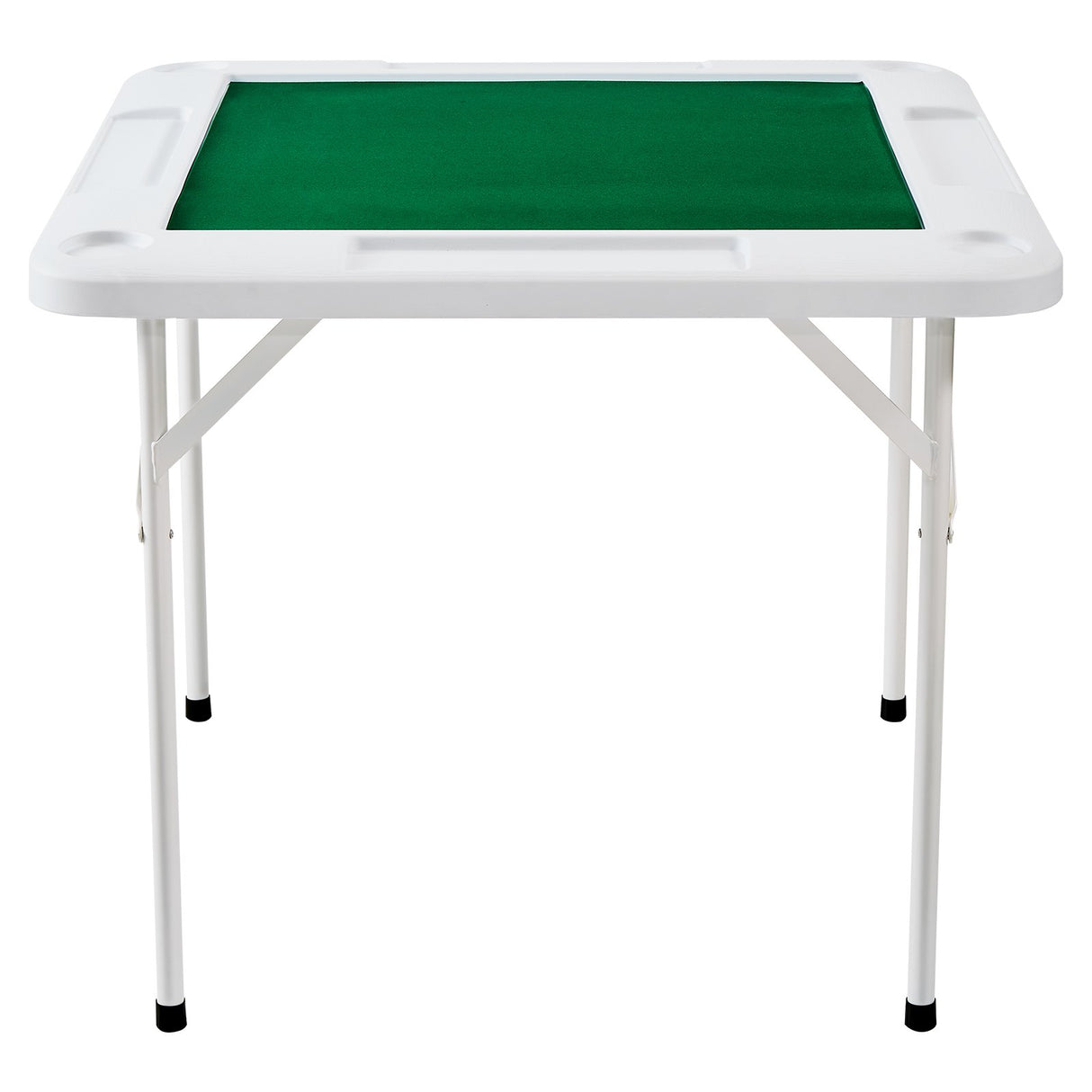 VEVOR Mahjong Table, 4 Player Folding Domino Table with Wear-Resistant Green Tabletop, Portable Square Card Table with 4 Cup Holders & 4 Chip Trays for Mahjong Poker Puzzles, 90 x90-inch