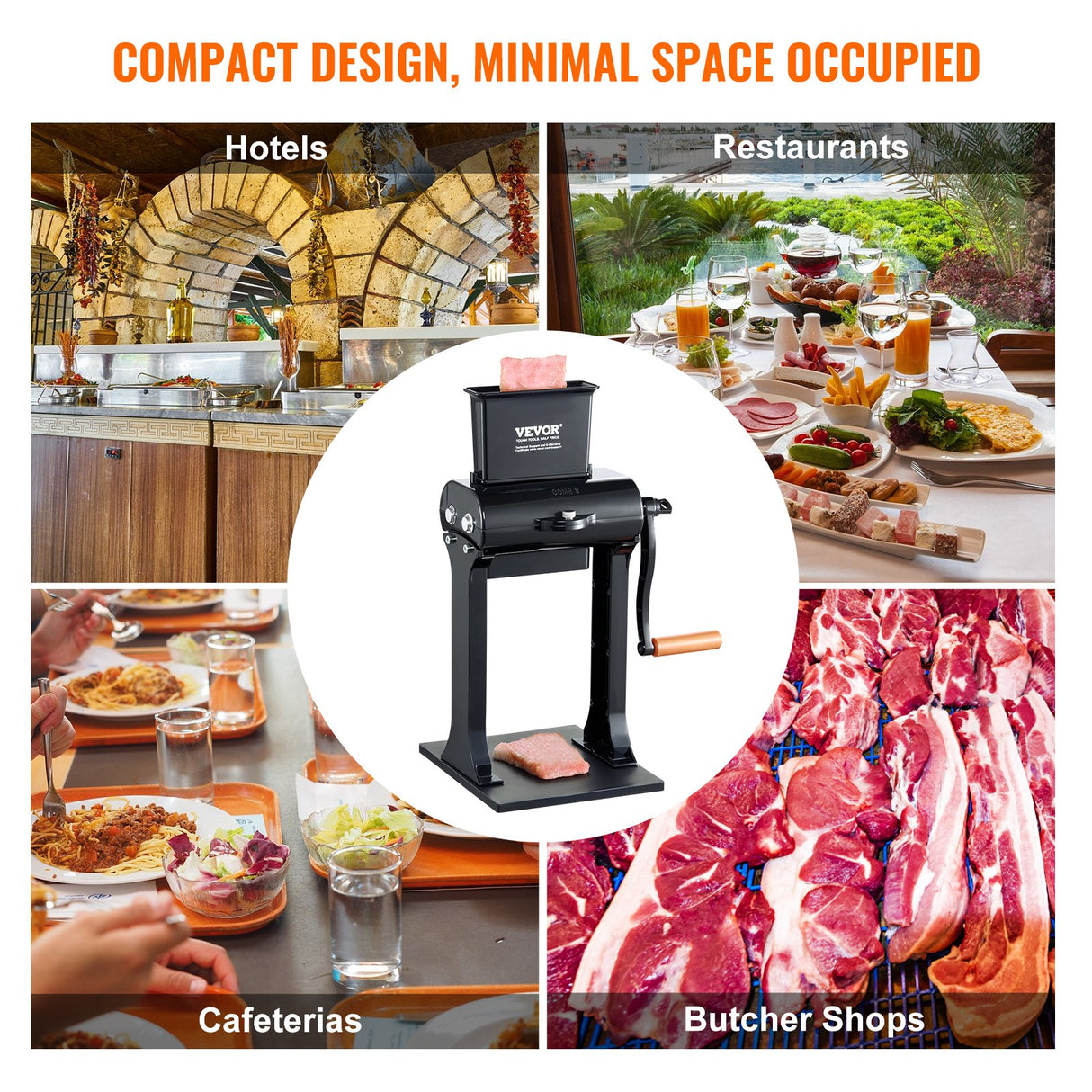 VEVOR Commercial Meat Tenderizer, Heavy Duty Stainless Steel Meat Tenderizer Machine, Quick and Easy Manual Operation Kitchen Tool, 148mm Feed Port for Beef, Turkey, Chicken, Pork, Steak, and Fish