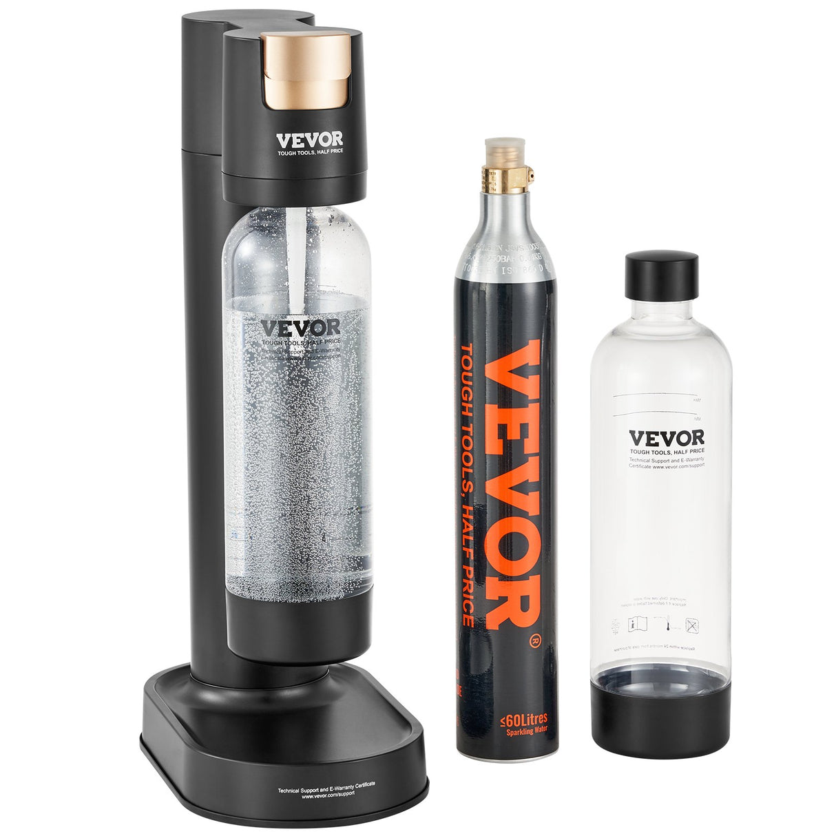 VEVOR Sparkling Water Maker, Soda Maker Machine for Home Carbonating, Seltzer Water Starter Kit with 2 BPA-free 1L PET Bottles, CO2 Cylinder,