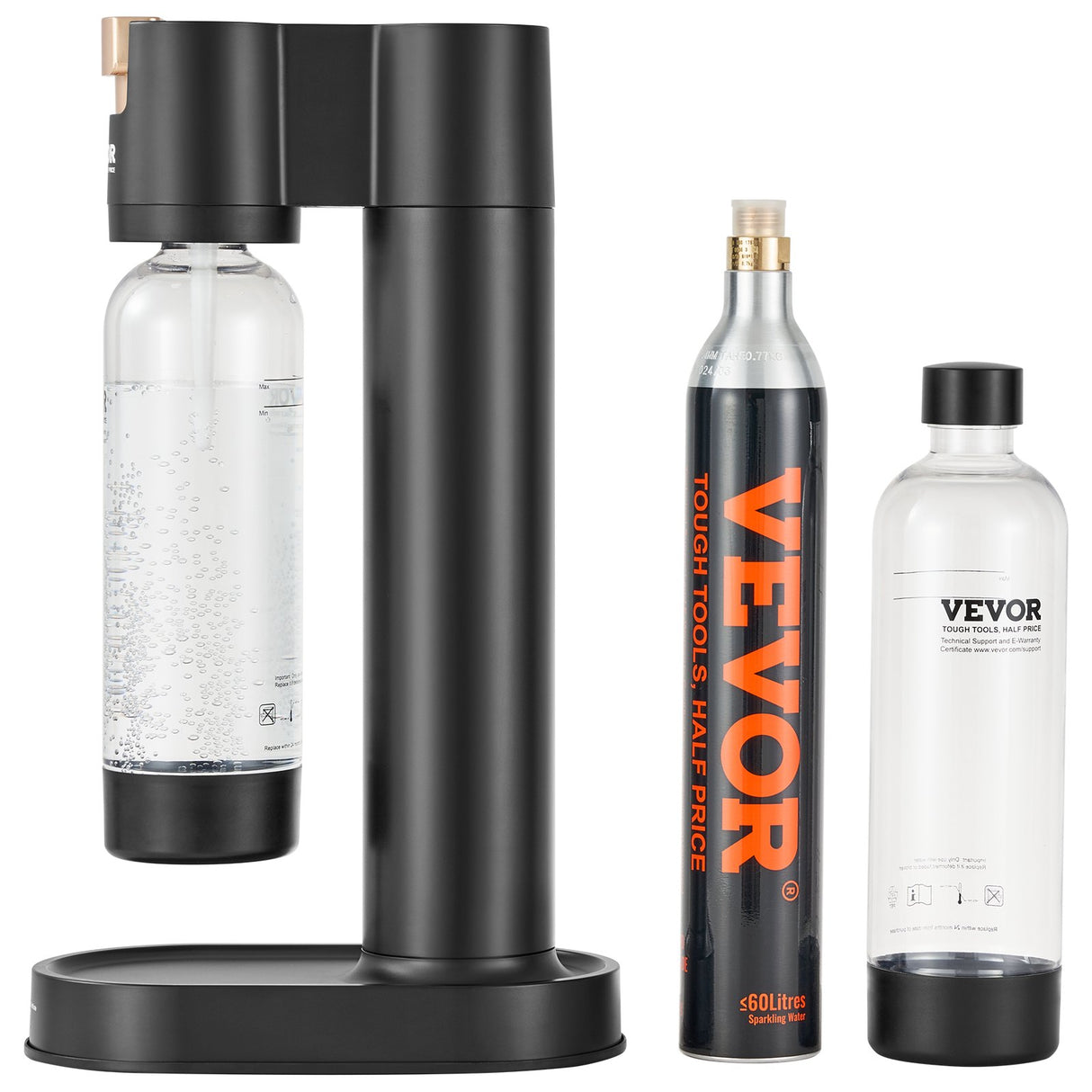 VEVOR Sparkling Water Maker, Soda Maker Machine for Home Carbonating, Seltzer Water Starter Kit with 2 BPA-free 1L PET Bottles, CO2 Cylinder,