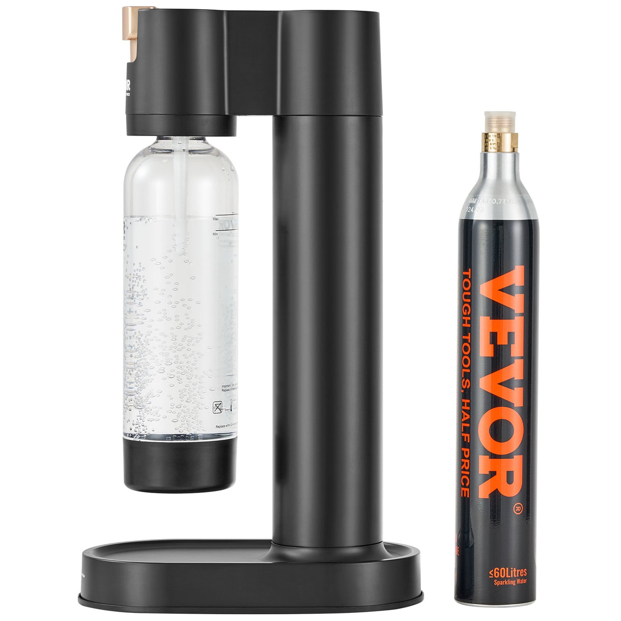 VEVOR Sparkling Water Maker, Soda Maker Machine for Home Carbonating, Seltzer Water Starter Kit with BPA-free 1L PET Bottle, CO2 Cylinder, Compatible