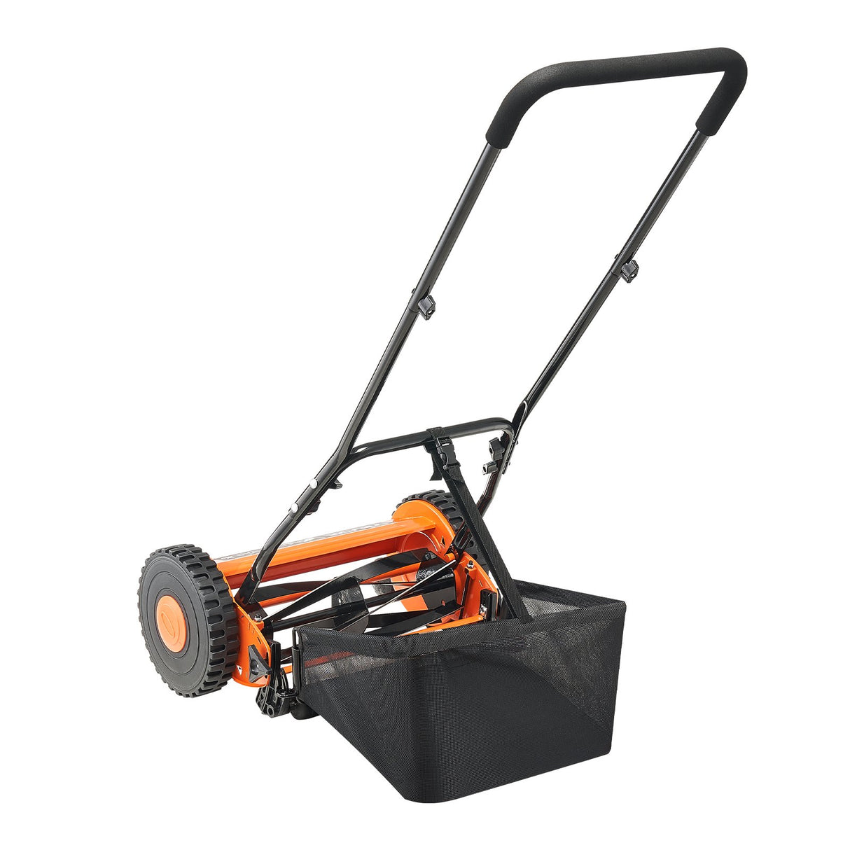 VEVOR 40cm Push Reel Lawn Mower 5-Blade Adjustable Height Grass Catcher 2-Wheel