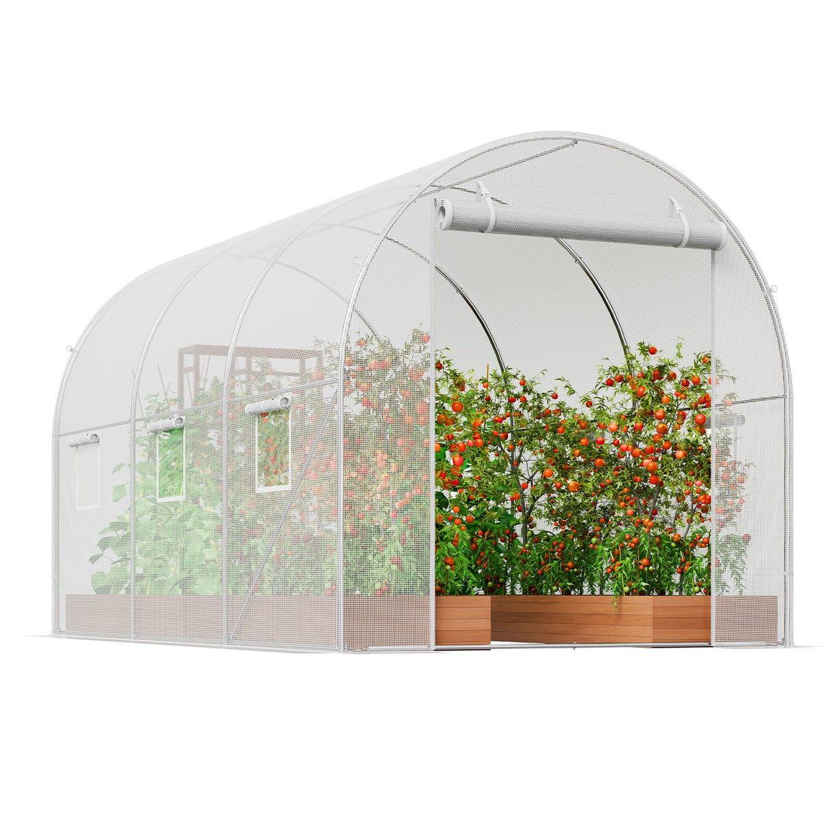 VEVOR Walk-in Tunnel Greenhouse 9.58x6.43x6.23ft Galvanized Frame PE Cover White