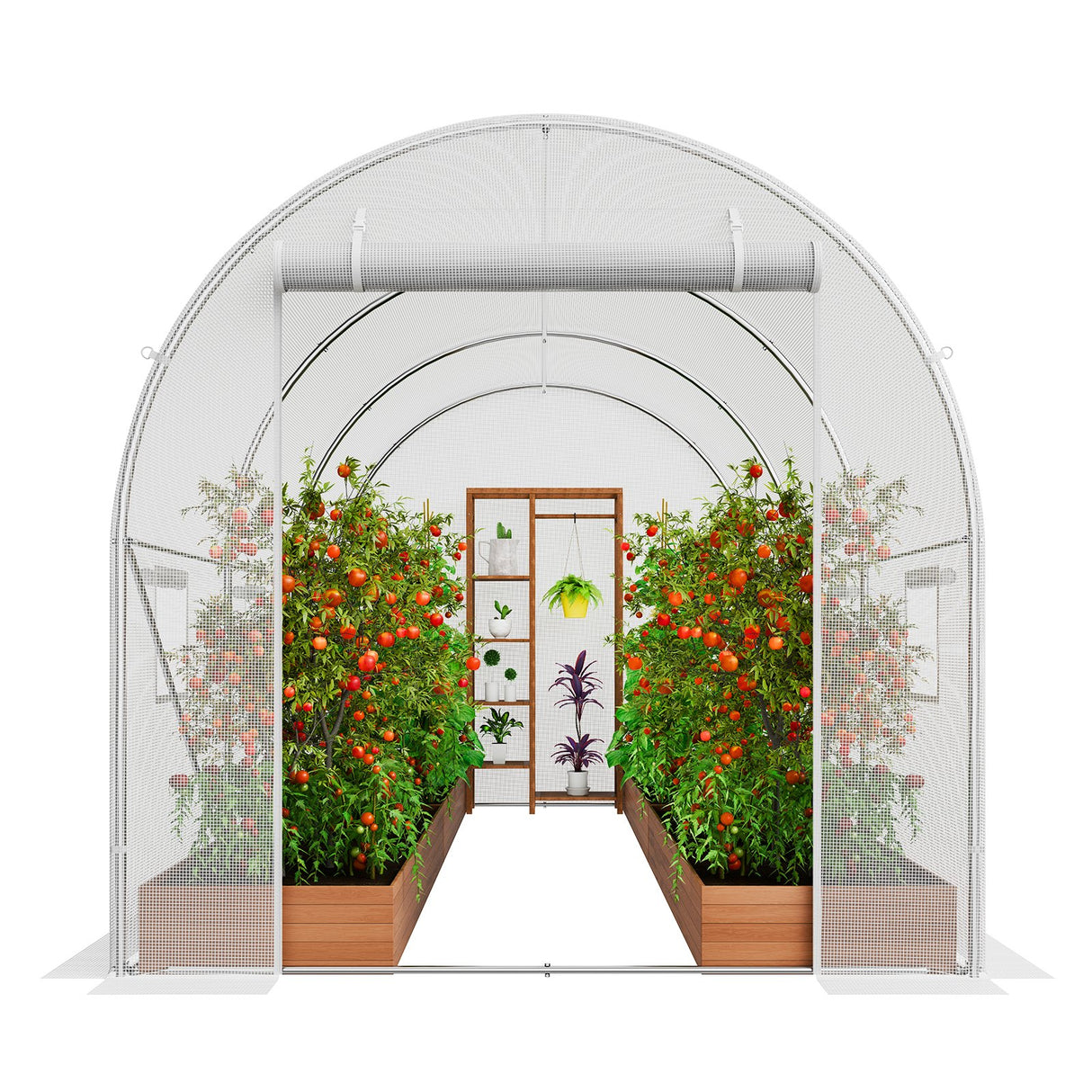 VEVOR Walk-in Tunnel Greenhouse 9.58x6.43x6.23ft Galvanized Frame PE Cover White