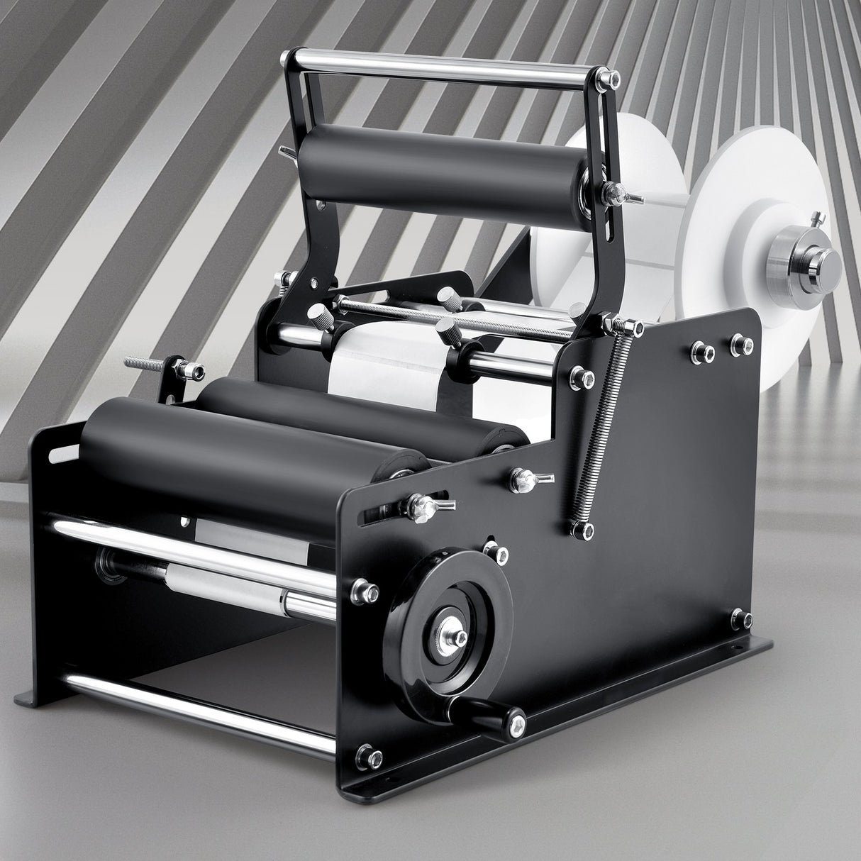 Manual Round Labeling Machine, 15-20pcs/min, Bottle Label Applicator for Round Bottles, Adjustable Manual Round Bottle Labeler Suitable for Round Bottle Diameter 20-120 mm (with Pressing Bar)