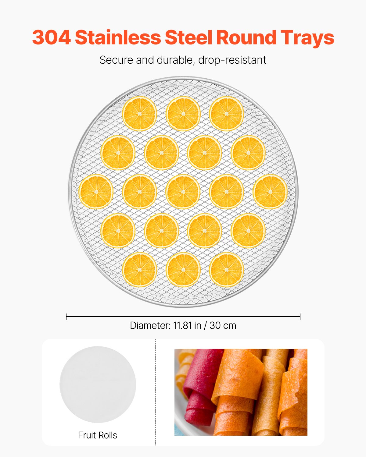 VEVOR 12 Trays Rotary Food Dehydrator Machine Stainless Steel 800W Fruit Drying