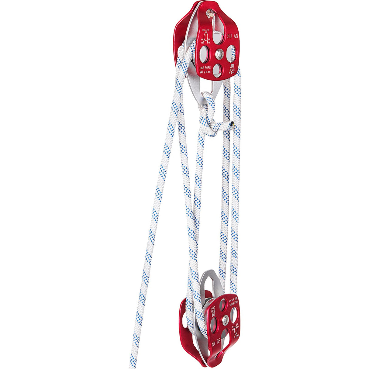 VEVOR Twin Sheave Block and Tackle 1.02-1.27cm 3048-6096cm Twin Sheave Block with Braid Rope 2993.71-3494.93kgs Double Pulley Rigging