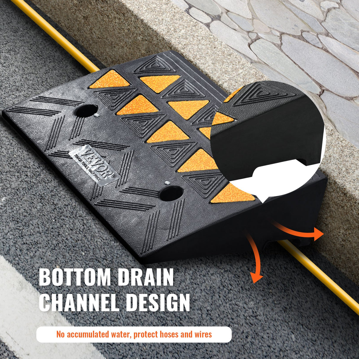 VEVOR Rubber Curb Ramp 10.8 cm Rise Height Sidewalk Curb Ramp, 30 cm Width 50 cm Length Driveway Ramp for Curb, 15T Heavy Duty Rubber Ramp for