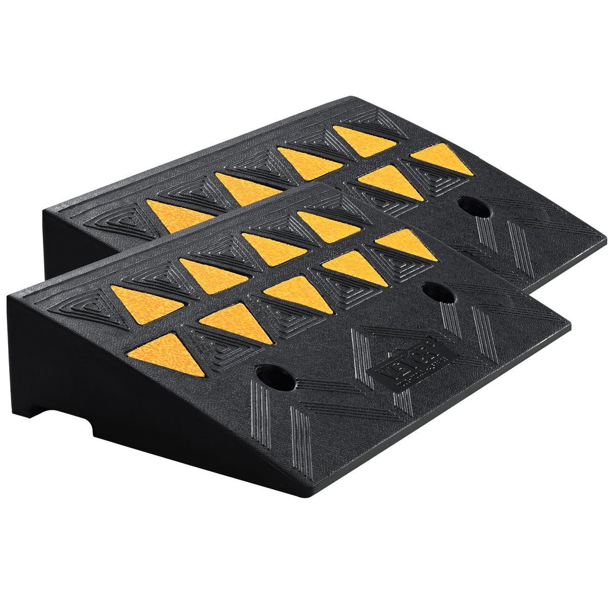 VEVOR Rubber Curb Ramp 2 Pack, 11 cm Rise Height Heavy-Duty 15 tons Load Capacity Threshold Ramps, Driveway Ramps with Stable Grid Structure for Cars, Wheelchairs, Bikes, Motorcycles