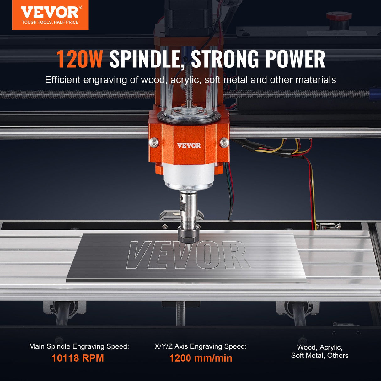 CNC Router Machine, 120W, 3 Axis GRBL Control Wood Engraving Carving Milling Machine Kit, 11.81 x 7.87 x 2.83 in / 300 x 200 x 72 mm Working Area 1200 RPM for Wood Acrylic MDF PVC Plastic Foam