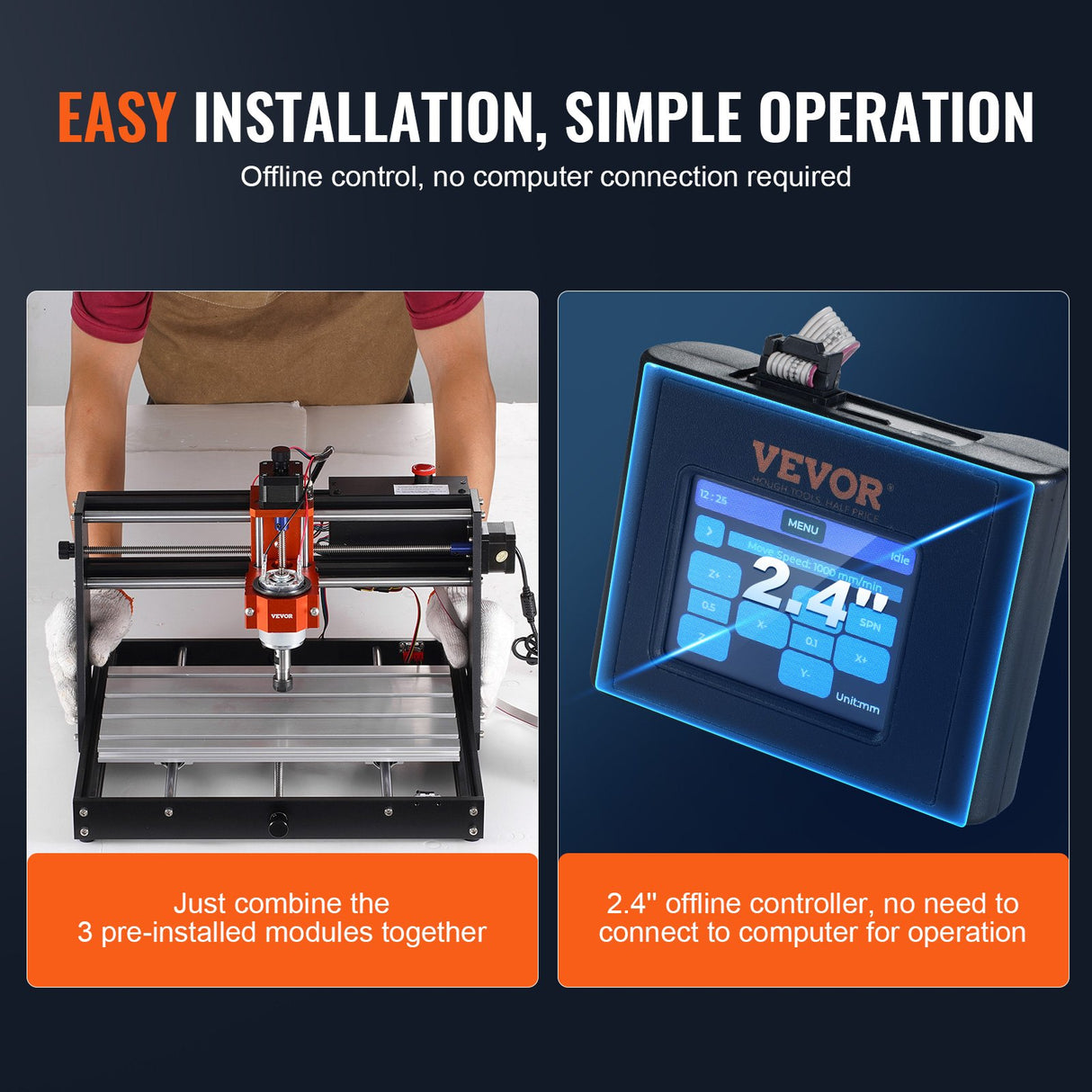 CNC Router Machine, 120W, 3 Axis GRBL Control Wood Engraving Carving Milling Machine Kit, 11.81 x 7.87 x 2.83 in / 300 x 200 x 72 mm Working Area 1200 RPM for Wood Acrylic MDF PVC Plastic Foam