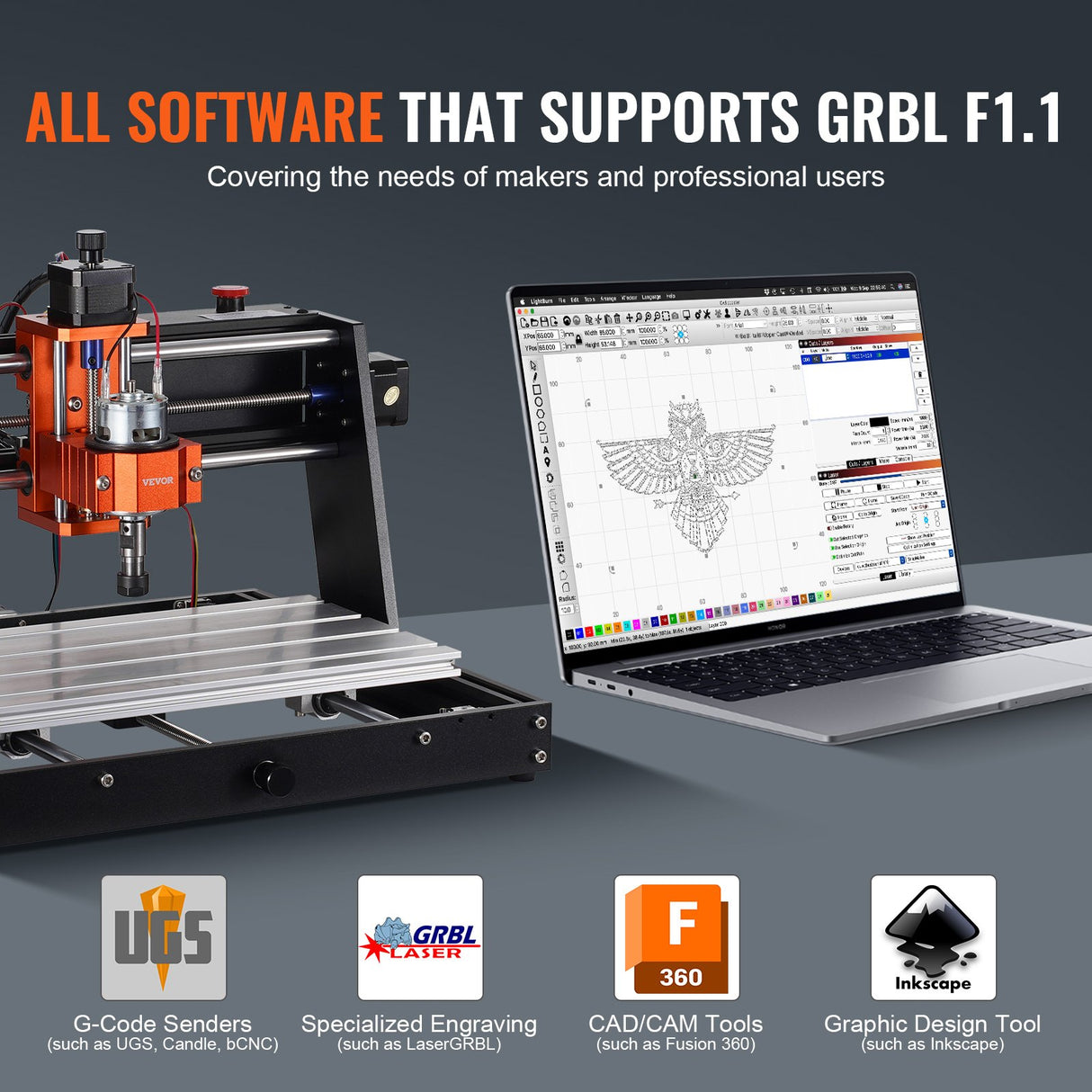 CNC Router Machine, 120W, 3 Axis GRBL Control Wood Engraving Carving Milling Machine Kit, 11.81 x 7.87 x 2.83 in / 300 x 200 x 72 mm Working Area 1200 RPM for Wood Acrylic MDF PVC Plastic Foam