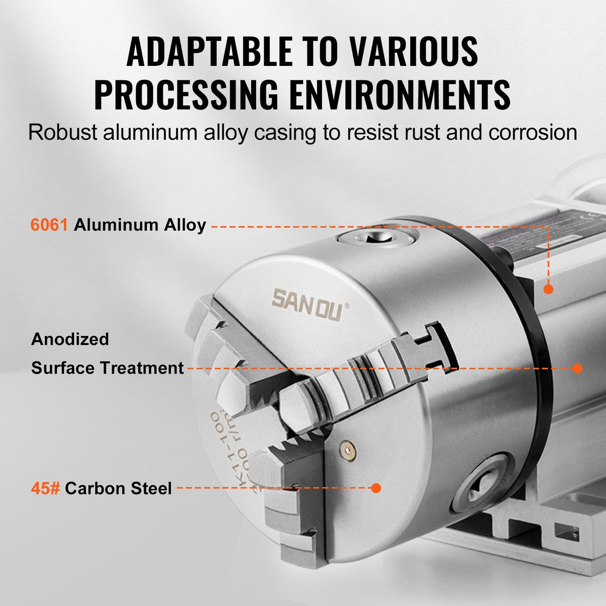 VEVOR Dividing Head, K11-100mm 3-Jaw Chuck, CNC Router Milling Machine Rotational Axis 4th Axis A Axis Indexing Head, 65 mm Center Height MT2 Tailstock 6:1 Gear Ratio, Universal for Engraving
