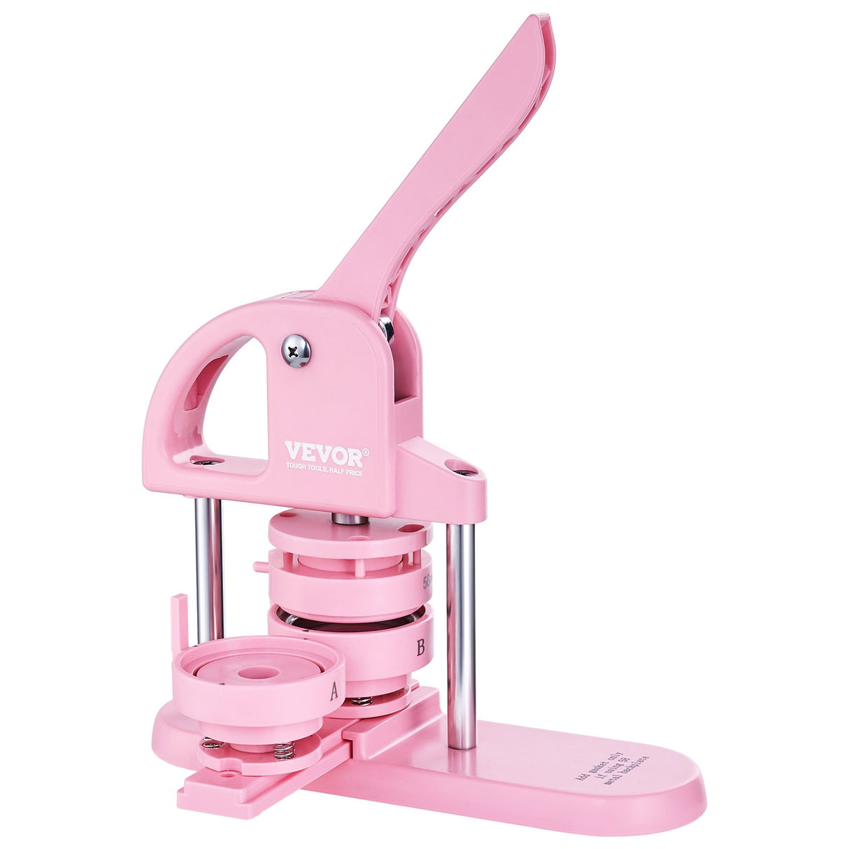 VEVOR Button Maker, 1/1.25/2.28 inch(25/32/58mm) 3-IN-1 Pin Maker, 300pcs Button Parts, Button Maker Machine with Panda Magic Book, Ergonomic Arc Handle Punch Press Kit, For Children DIY Gifts, Pink