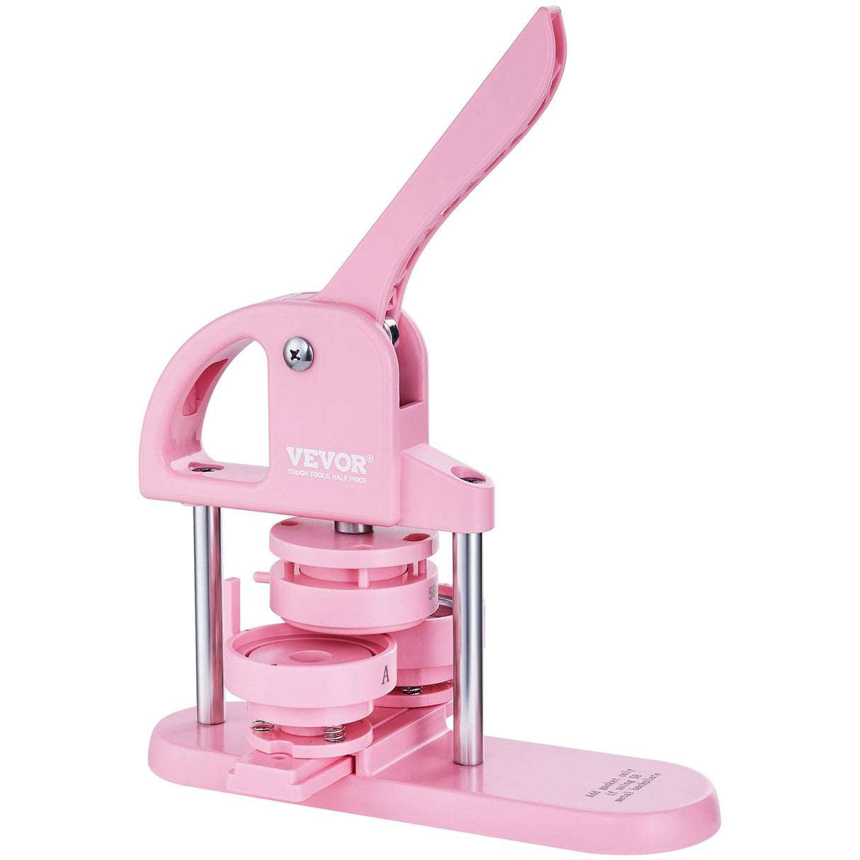 VEVOR Button Maker, 1/1.25/2.28 inch(25/32/58mm) 3-IN-1 Pin Maker, 300pcs Button Parts, Button Maker Machine with Panda Magic Book, Ergonomic Arc Handle Punch Press Kit, For Children DIY Gifts, Pink