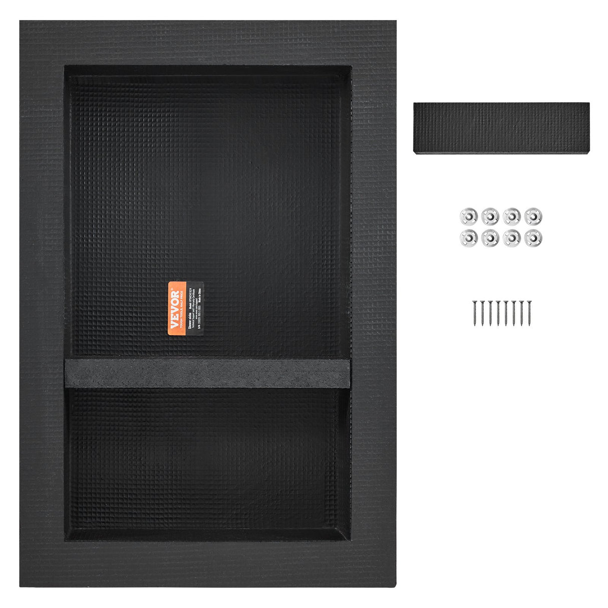 VEVOR Shower Niche Ready for Tile 40.64 x 60.96 cm, 16 x 24 inch Double Shelf Organizer, Square Corners Wall-inserted Niche Recessed, Sealed Protection Modern Soap Storage Niche for Shower Bathroom, Black