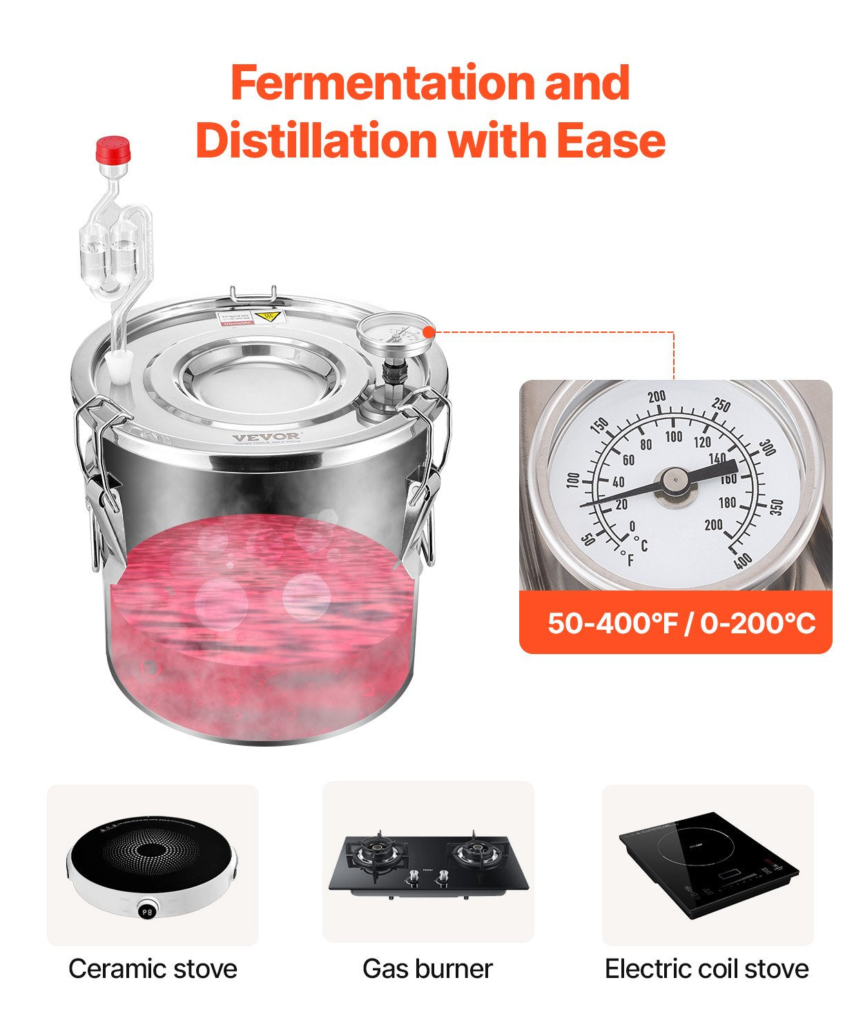 VEVOR Moonshine Still Water Alcohol Distiller 3Gal w/Thumper Keg & 8W Water Pump