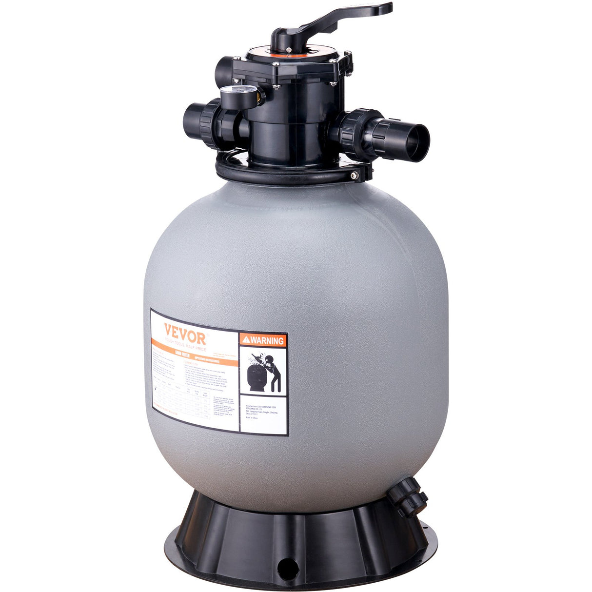 VEVOR Sand Filter, 19-inch, 482.6mm, Up to 45 GPM Flow Rate, Above Inground Swimming Pool Sand Filter System with 7-Way Multi-Port Valve, Filter,