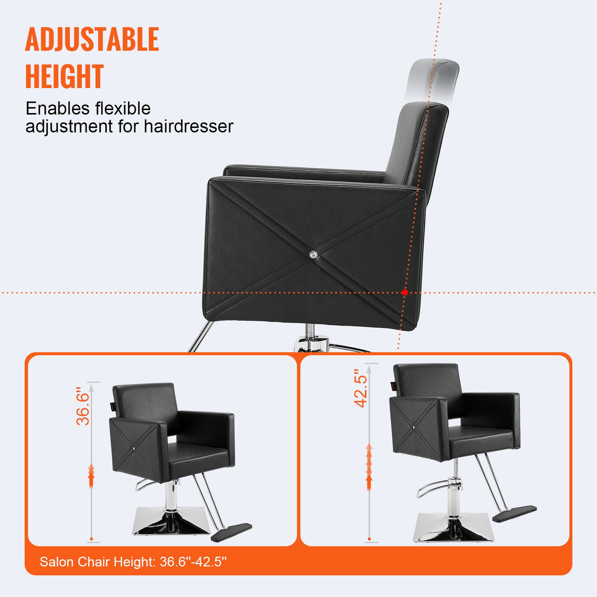 VEVOR Salon Chair, Barber Chair for Hair Stylist, Styling Chair with Heavy Duty Hydraulic Pump, Swivel Hair Salon Chair with Footrest for Beauty Spa