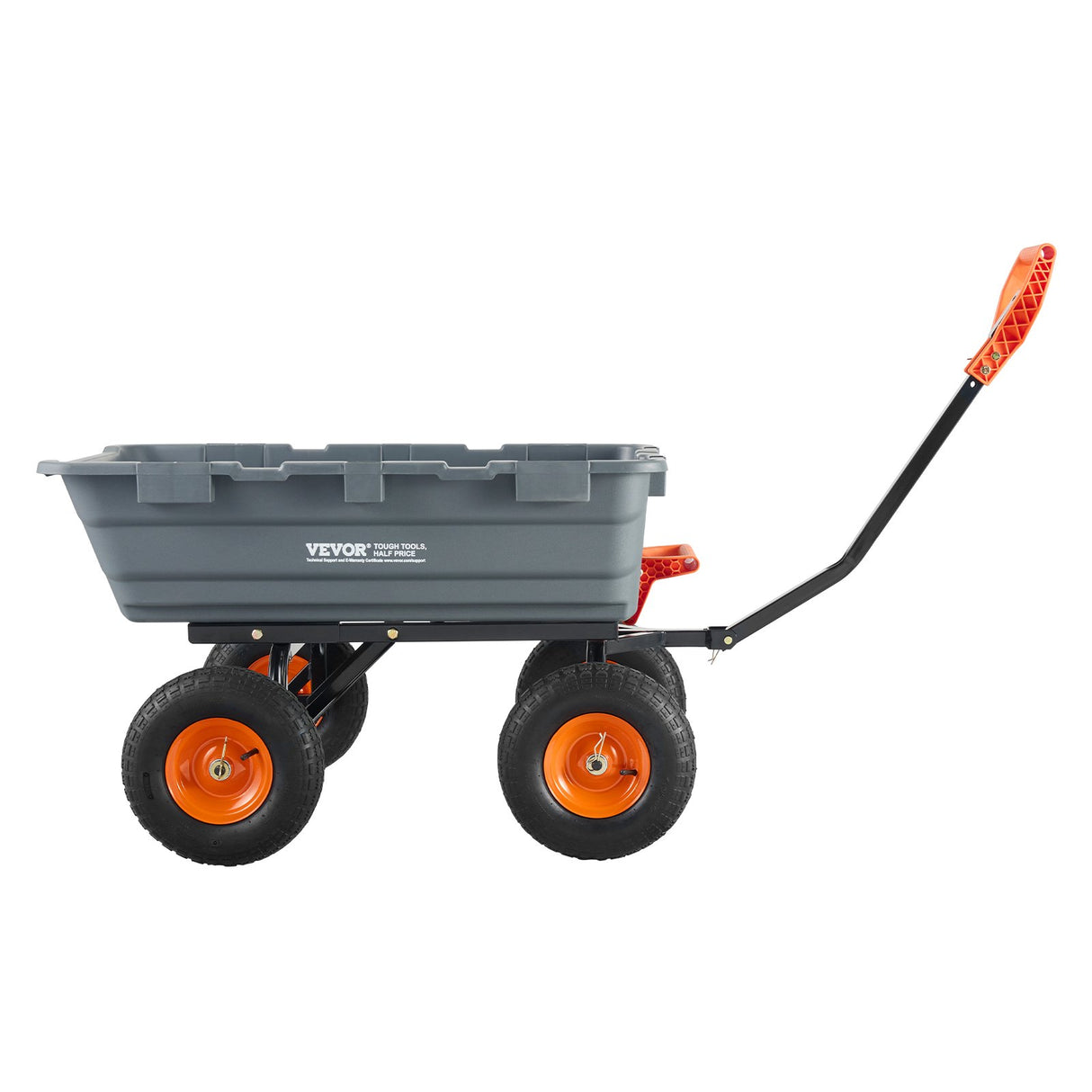 VEVOR Dump Cart, Poly Garden Dump Cart with Easy to Assemble Steel Frame, Dump Wagon with 2-in-1 Convertible Handle, Utility Wheelbarrow 544kg/ 1200lbs Capacity, 33cm/ 13 inch Tires