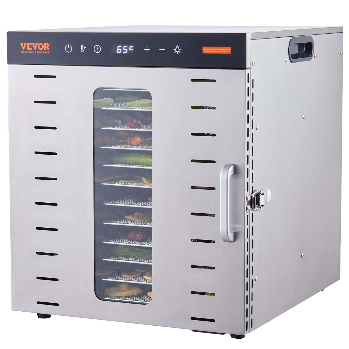 VEVOR 10 Trays Food Dehydrator Machine Stainless Steel 1000W Jerky Fruit Drying