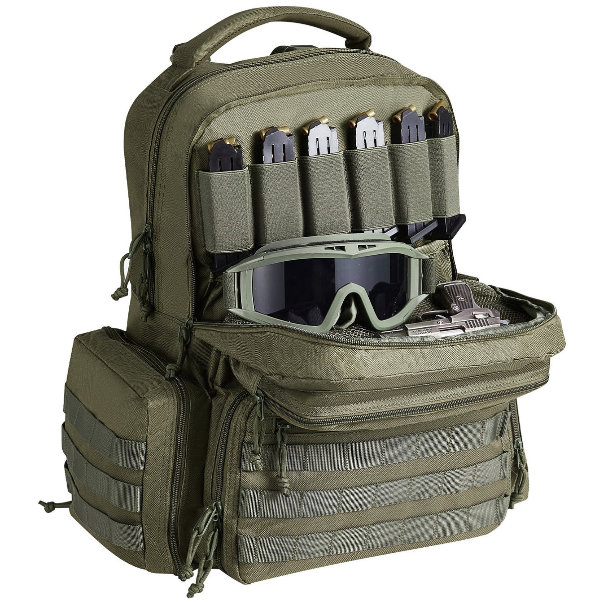 VEVOR Tactical Range Backpack for 6 Pistols Gun Backpack Green
