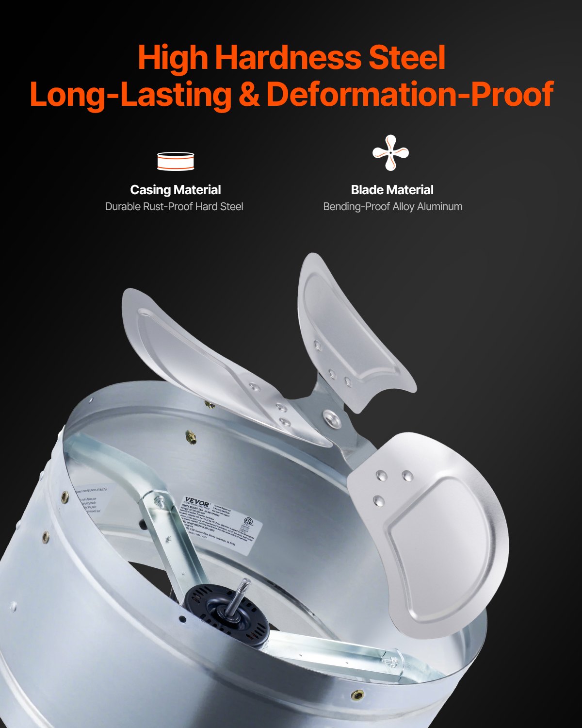 VEVOR 380 mm Gable Mount Fan 1300 CFM Attic Vent Fan with Adjustable Thermostat