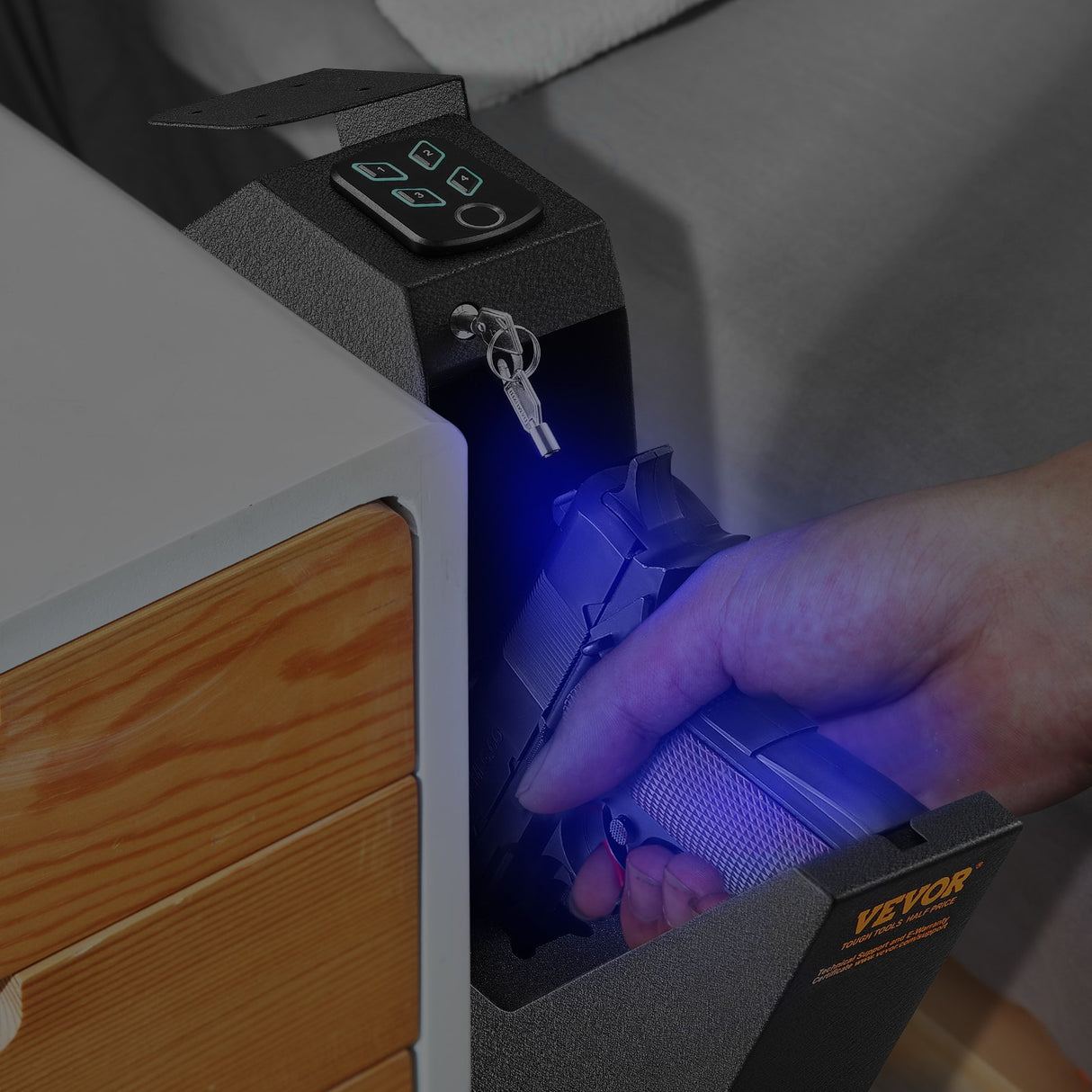 VEVOR Mounted Gun Safe for Pistols Biometric Gun Safe 3 Access Ways for 1 Pistol