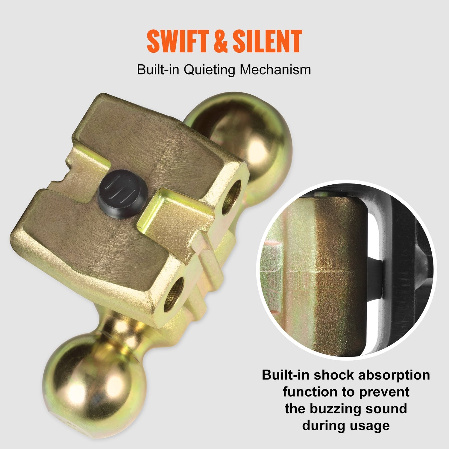 VEVOR Adjustable Trailer Hitch, 15cm Drop & 11.43cm Rise Hitch Ball Mount with 6.35cm Receiver, Solid Tube, 6577 kgs GTW, 5.08cm & 5.08-0.79cm 45# Steel Tow Balls with Key Lock for Truck Towing