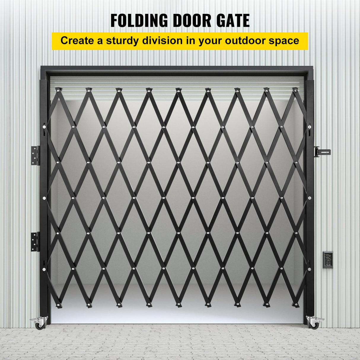 VEVOR Single Folding Security Gate, 85" H x 95" W Folding Door Gate, Steel Accordion Security Gate, Flexible Expanding Security Gate, Rolling Barricade Gate, Scissor Gate/Door with Padlock