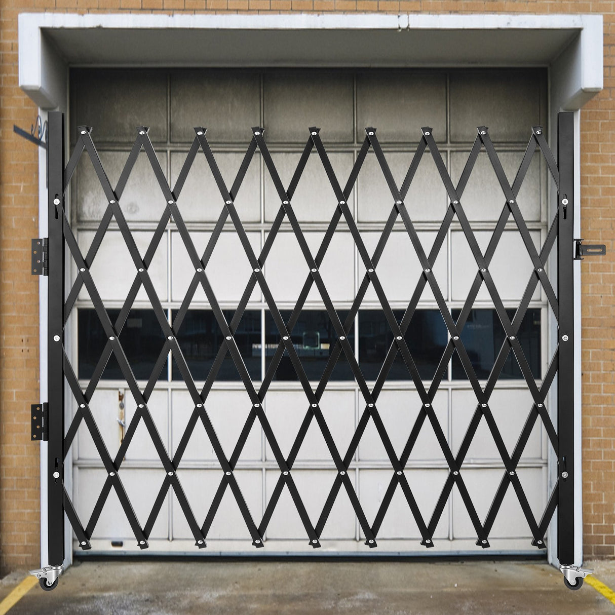 VEVOR Single Folding Security Gate, 85" H x 95" W Folding Door Gate, Steel Accordion Security Gate, Flexible Expanding Security Gate, Rolling Barricade Gate, Scissor Gate/Door with Padlock