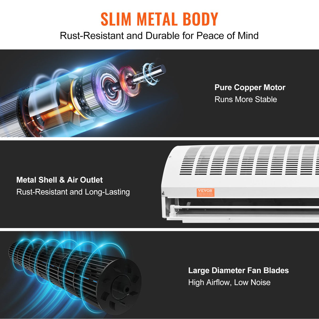 VEVOR 1.5m Commercial Indoor Air Curtain Super Power 2 Speeds 3566m?/h, UL Certified Wall Mounted Air Curtains for Doors, Indoor Over Door Fan with