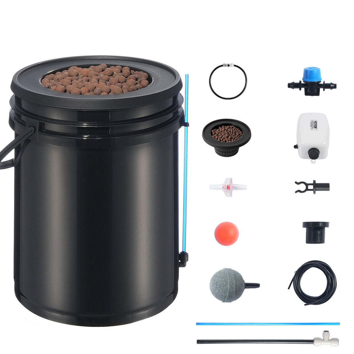VEVOR DWC Hydroponics Grow System Deep Water Culture with Top Drip 1 Bucket 20L