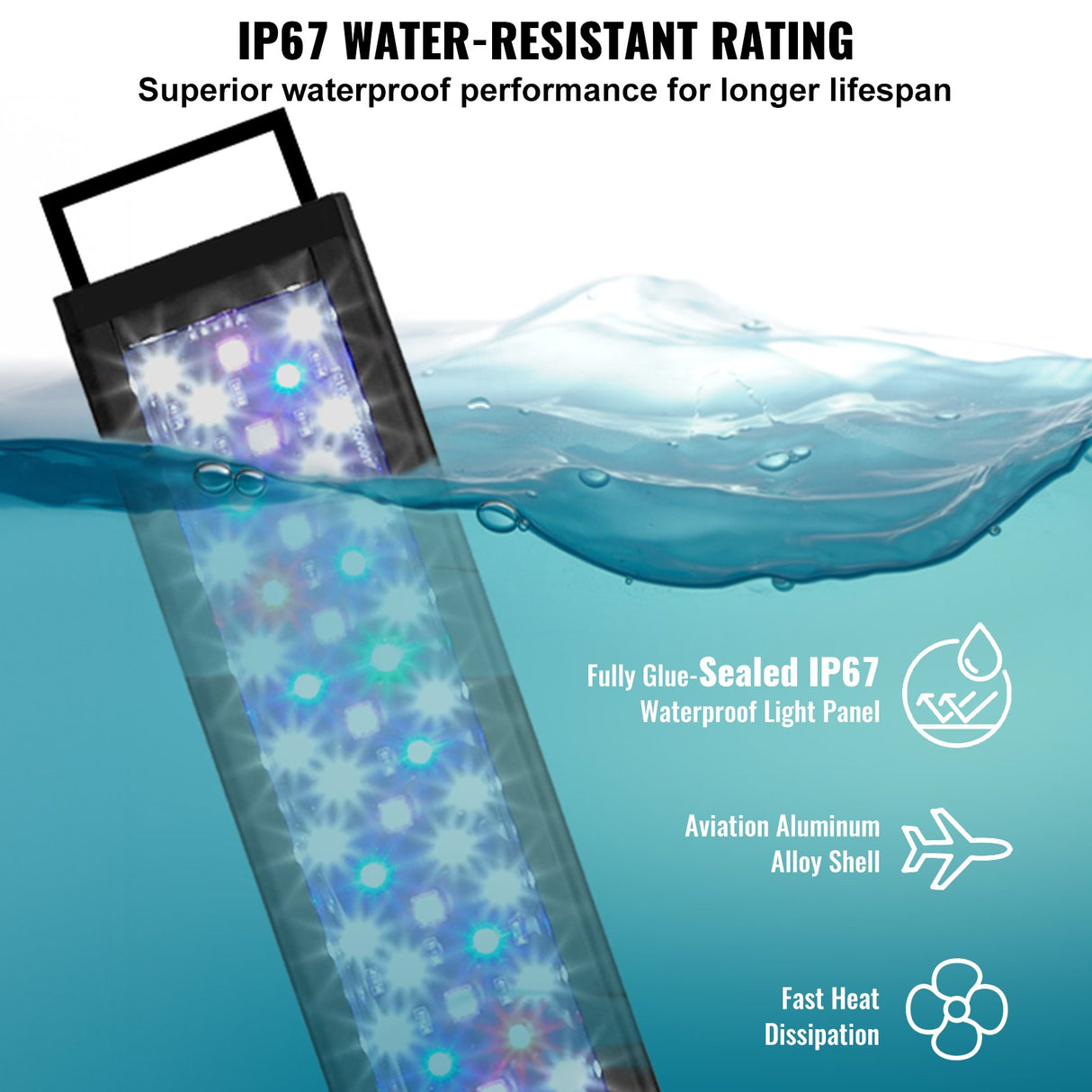 VEVOR Aquarium Light, 26W Full Spectrum Fish Tank Light with 24/7 Natural Mode, Adjustable Timer & 5-Level Brightness, with Aluminum Alloy Shell