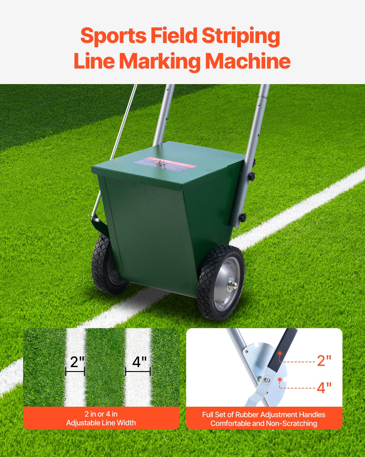 VEVOR Dry Line Marker 2-Wheel 50 or 100 mm Lines Heavy Duty Steel Chalker 11.3kg