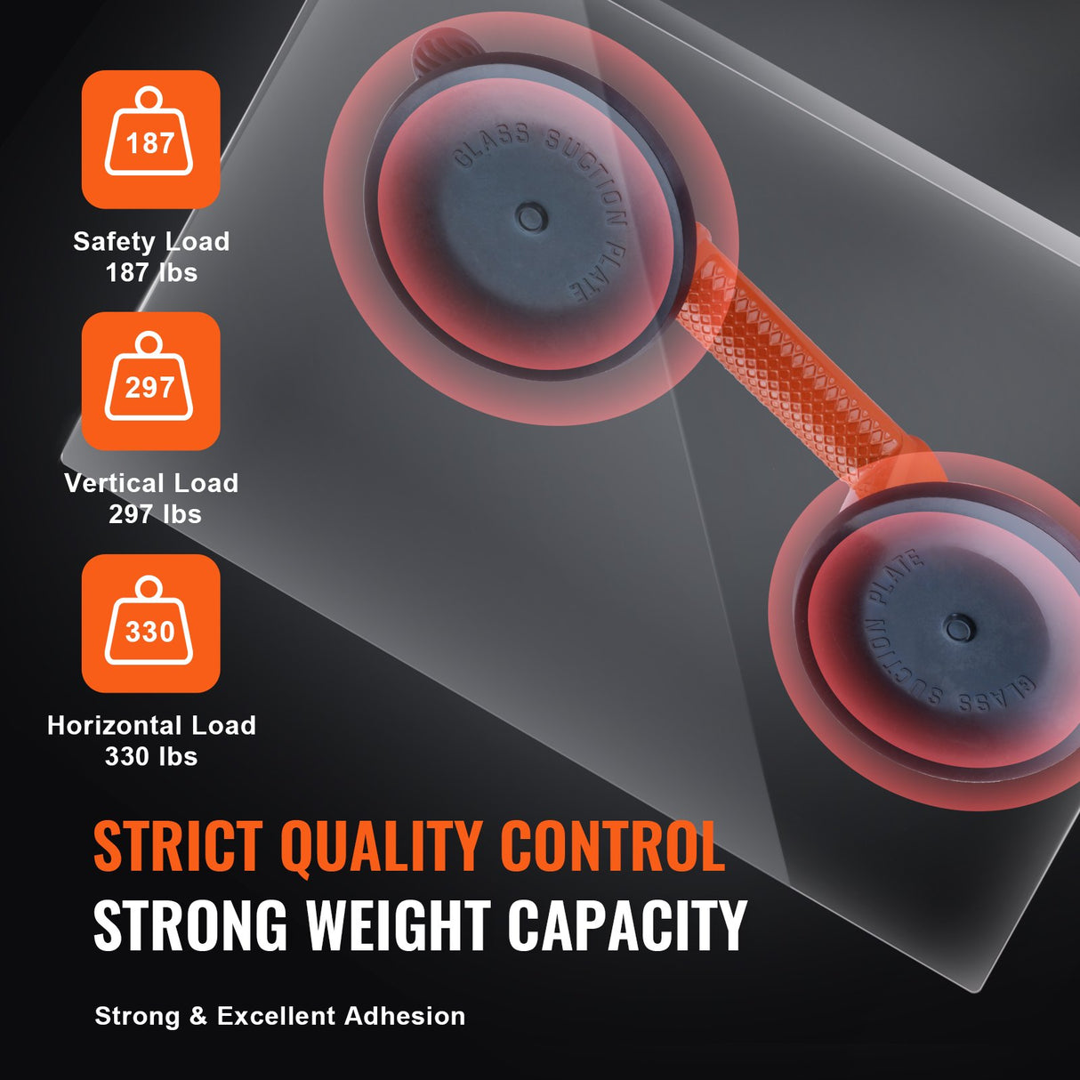 VEVOR Glass Suction Cup, 119 mm 2 Pack 150 kg Load Capacity, Vacuum Suction Cup with Aluminum Handle, Heavy Duty Industrial Suction Cup Lifter Tool