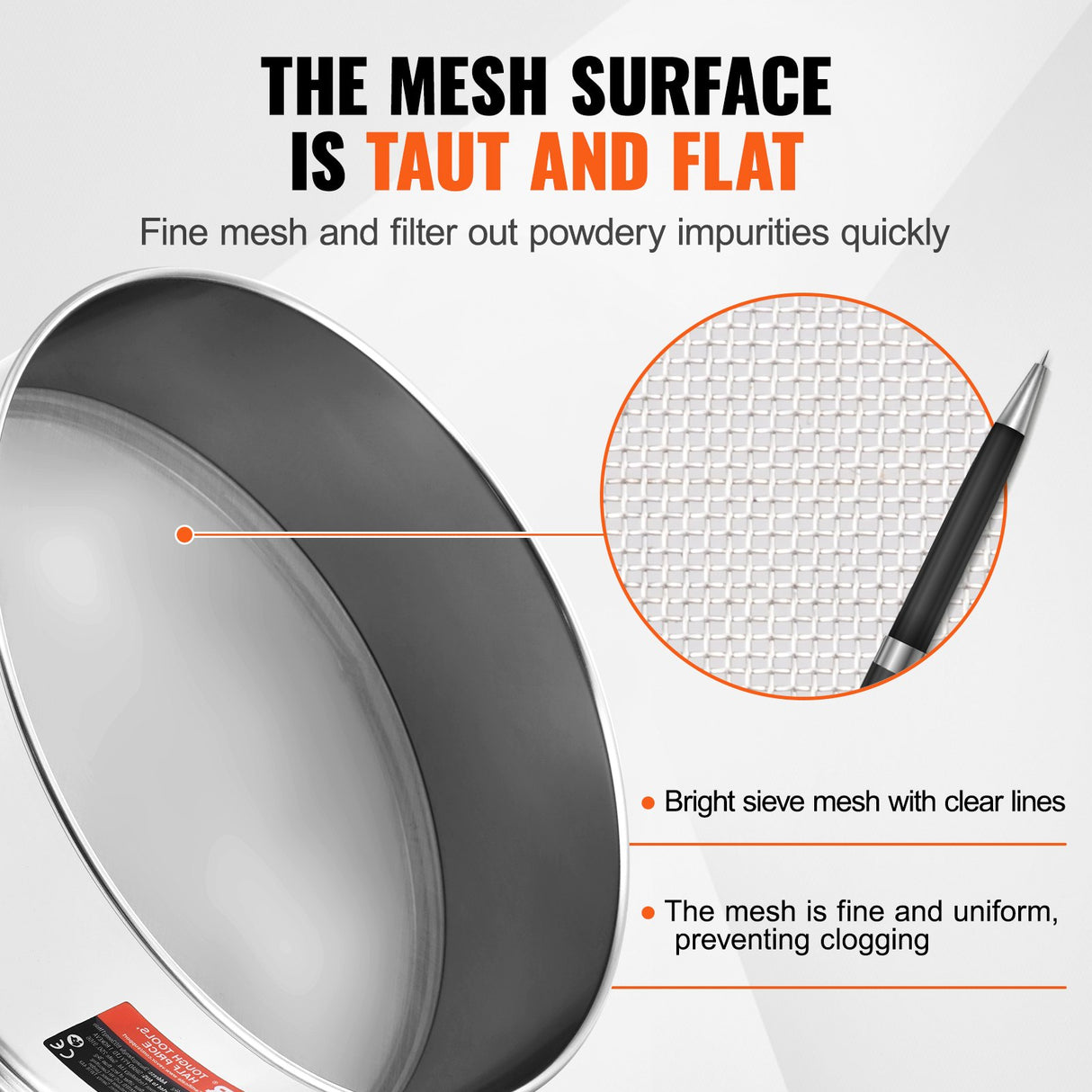 Flour Sieve Fine Mesh, 80 Mesh Flour Sifter, 304 Stainless Steel Fine Mesh Sifter Food-grade, Dia. 12.6" Fine Mesh Strainers for Baking, 5 Sizes Mesh hole for Mungbean, Rice, Flour, Pearl Powder