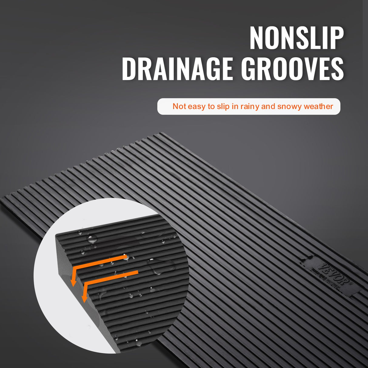 VEVOR 3 cm Rise Cuttable Threshold Ramp for Sweeping Robot, 90 cm Wide Natural Rubber Wheelchair Ramp, Non-Slip Solid Rubber Ramp with Double-Sided Tape for Doorways, Driveways, Bathroom, Smooth Tile